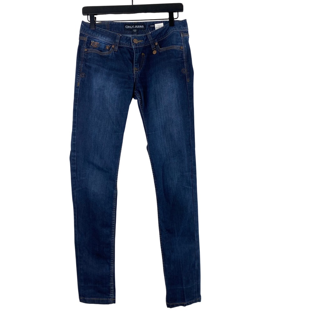 Only Jeans Butterfly Tight Denim Pants Womens 28 Blue Excellent Low Rise Slim